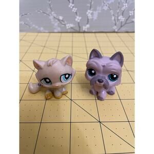 Hasbro LPS Littlest Pet Shop Scotty Dog & Cream Colored Cat Figure Lot Of 2